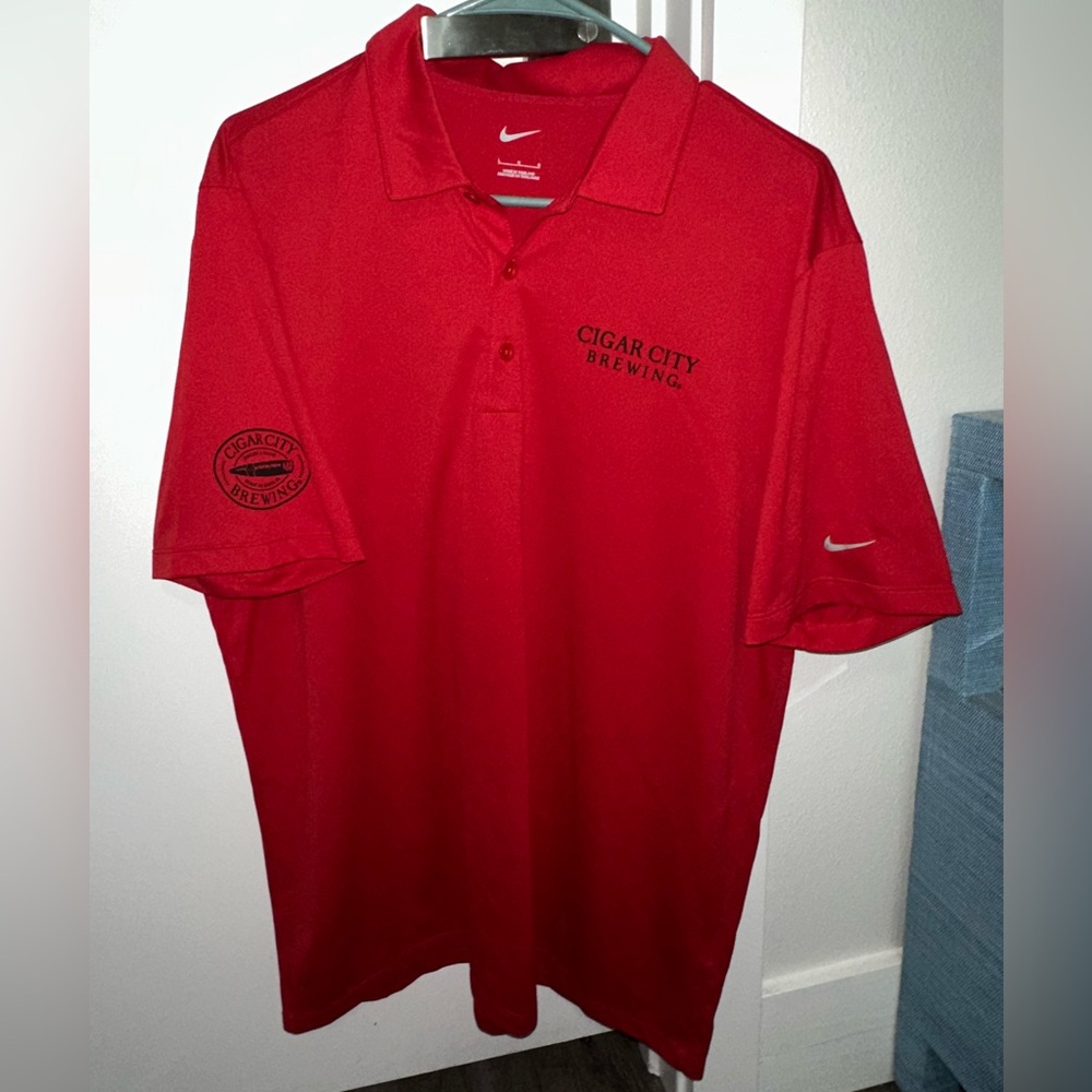 CNike Red Polo Shirt with Cigar City Brewing Logo